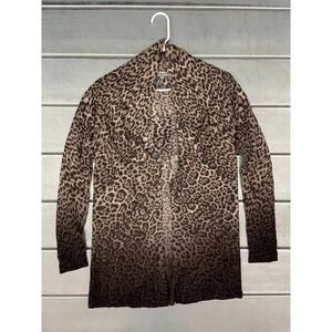 Neiman Marcus Leopard Print Open Cardgian Womens Small 100% Cashmere